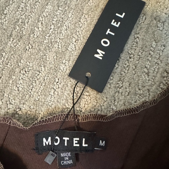 Motel Rocks Rara Crop Top In Rib Deep Mahogany With Brown Stitching - Picture 8 of 9